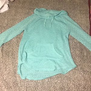Turquoise cowl neck sweater, Perfect for fall!